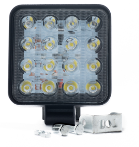 FARO CUADRADO 48 WATTS (16 LED * 3 WATTS) COLOR BLANCO 12V / 24V  - haz de luz spot -