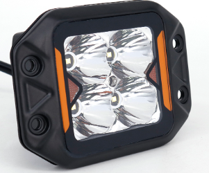 FARO IR100 CUADRADO PARA EMBUTIR 3'' COLOR BLANCO CON GIROS AMBAR - 20 WATTS - 4 CHIP OSRAM P8 - 12V/24V