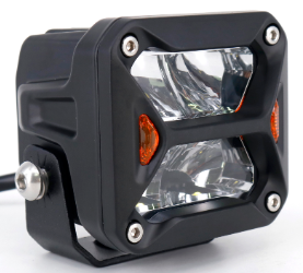 FARO IR100 CUADRADO 3'' COLOR BLANCO CON GIROS AMBAR - 20 WATTS - 4 CHIP OSRAM P8 - 12V/24V