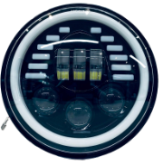 FARO REDONDO 7" USO IDEAL JEEP WRANGLER - RENEGADE / MOTO HARLEY DAVIDSON - ROYAL ENFIELD CON FUNCION ALTA Y BAJA + DRL BLANCO Y AMBAR Y AMBAR- HAZ DE LUZ SPOT - 40 WATTS 12V A 36V