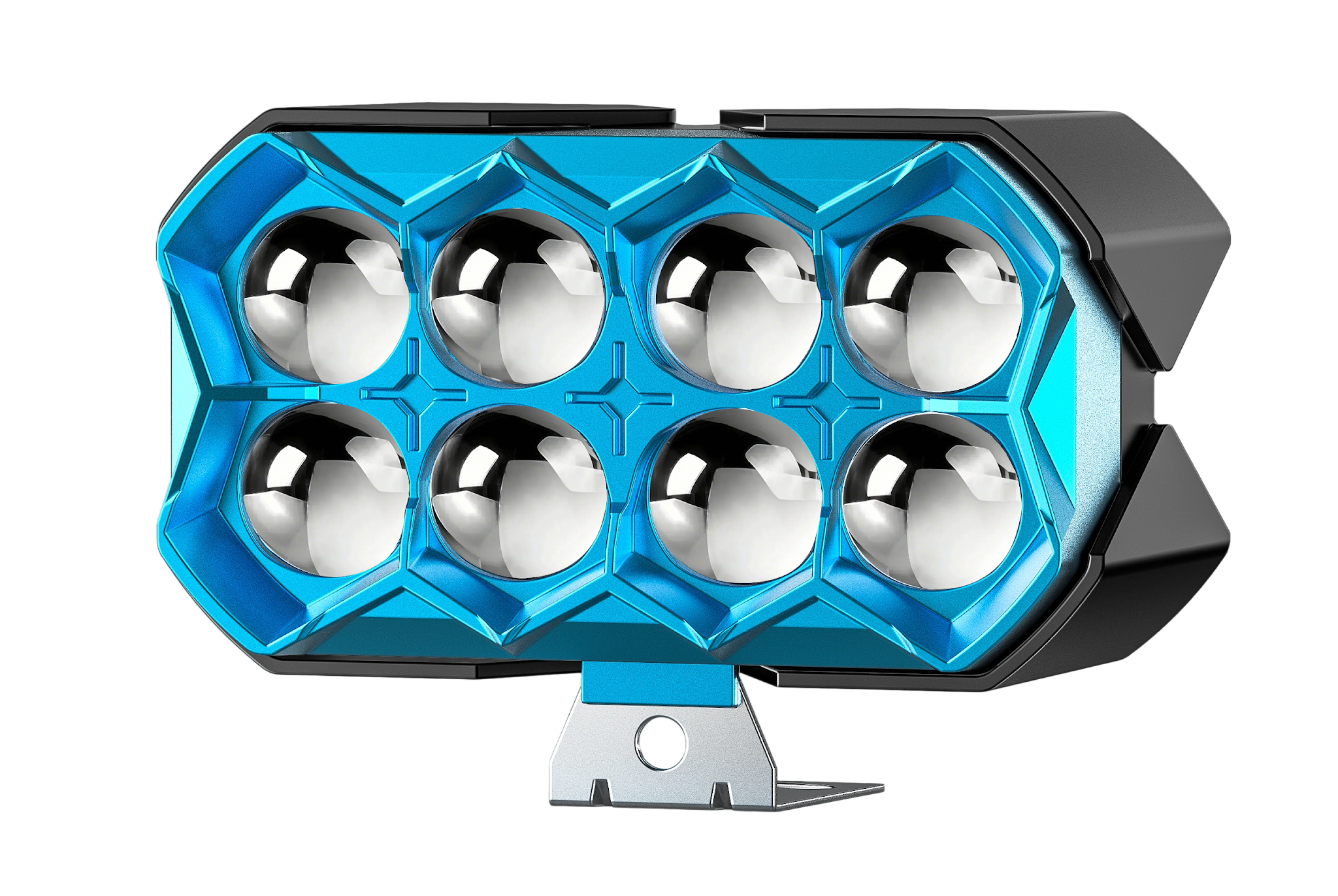 FAROS JUEGO DE FAROS DE 8 LUPAS AMBAR/BLANCO CON BOTON AC/DC 8-80V 80W  7000LM 6500K