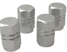 JUEGO DE TAPITAS DE VALVULA DEPORTIVA METALIZADA 4 PCS PLATA UNIVERSAL