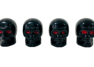 JUEGO DE TAPITAS DE VALVULA CALAVERA METALIZADA 4 PCS NEGRO UNIVERSAL