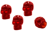 JUEGO DE TAPITAS DE VALVULA CALAVERA METALIZADA 4 PCS ROJO UNIVERSAL