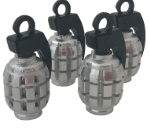 JUEGO DE TAPITAS DE VALVULA GRANADA METALIZADA 4 PCS PLATEADO UNIVERSAL