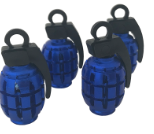 JUEGO DE TAPITAS DE VALVULA GRANADA METALIZADA 4 PCS AZUL UNIVERSAL